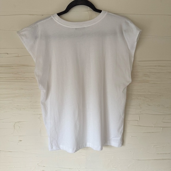 NWT! Zara White Cut-Off Sleeve T-Shirt | Size Small - Picture 3 of 6